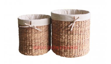 Set of 2 Round Water hyacinth Baskets