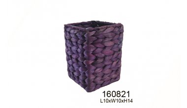 Square Water hyacinth Basket ( Purple )